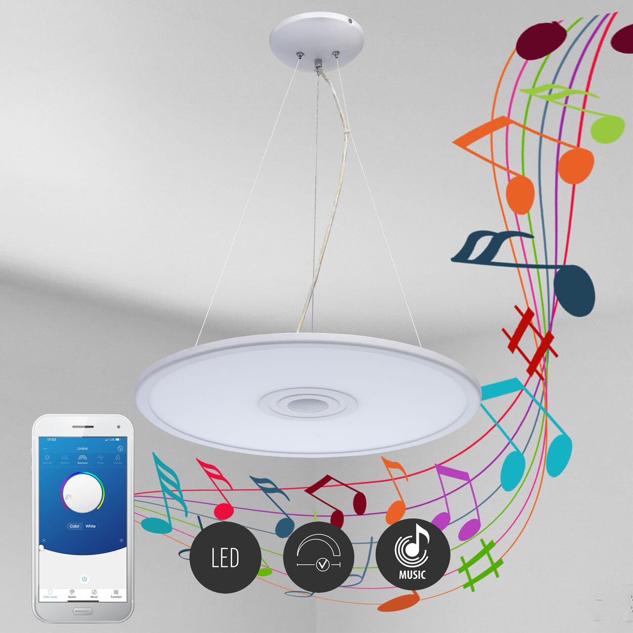 

Светильник De Markt, Белый, 660012601 Норден (Воспроизводит музыку (Bluetooth))