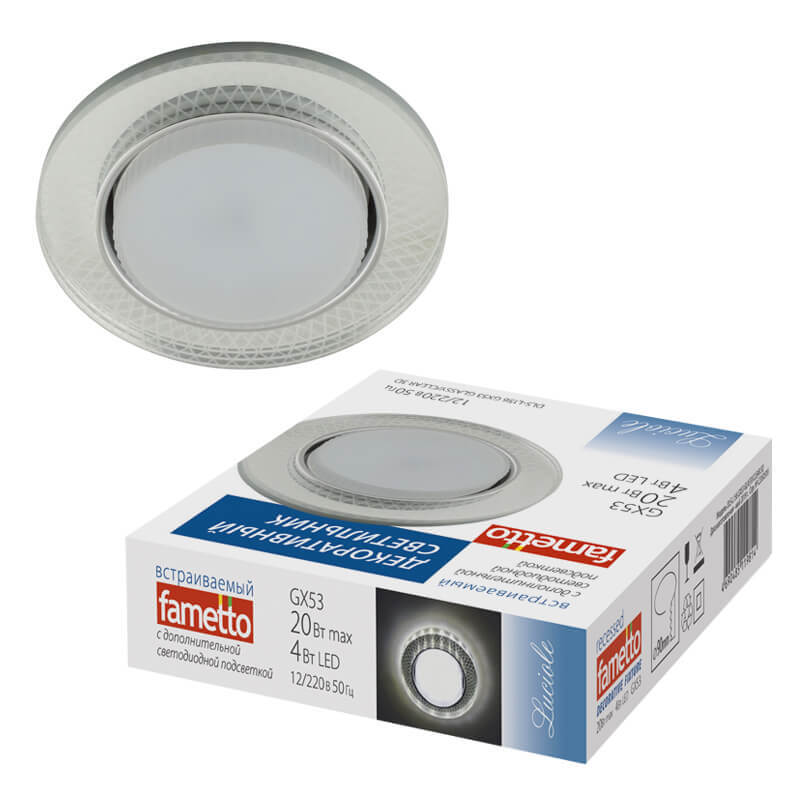 

Встраиваемый светильник Fametto Luciole DLS-L156 GX53 GLASSY/CLEAR 3D, Белый, DLS-L156 GX53 GLASSY/CLEAR 3D Luciole 156