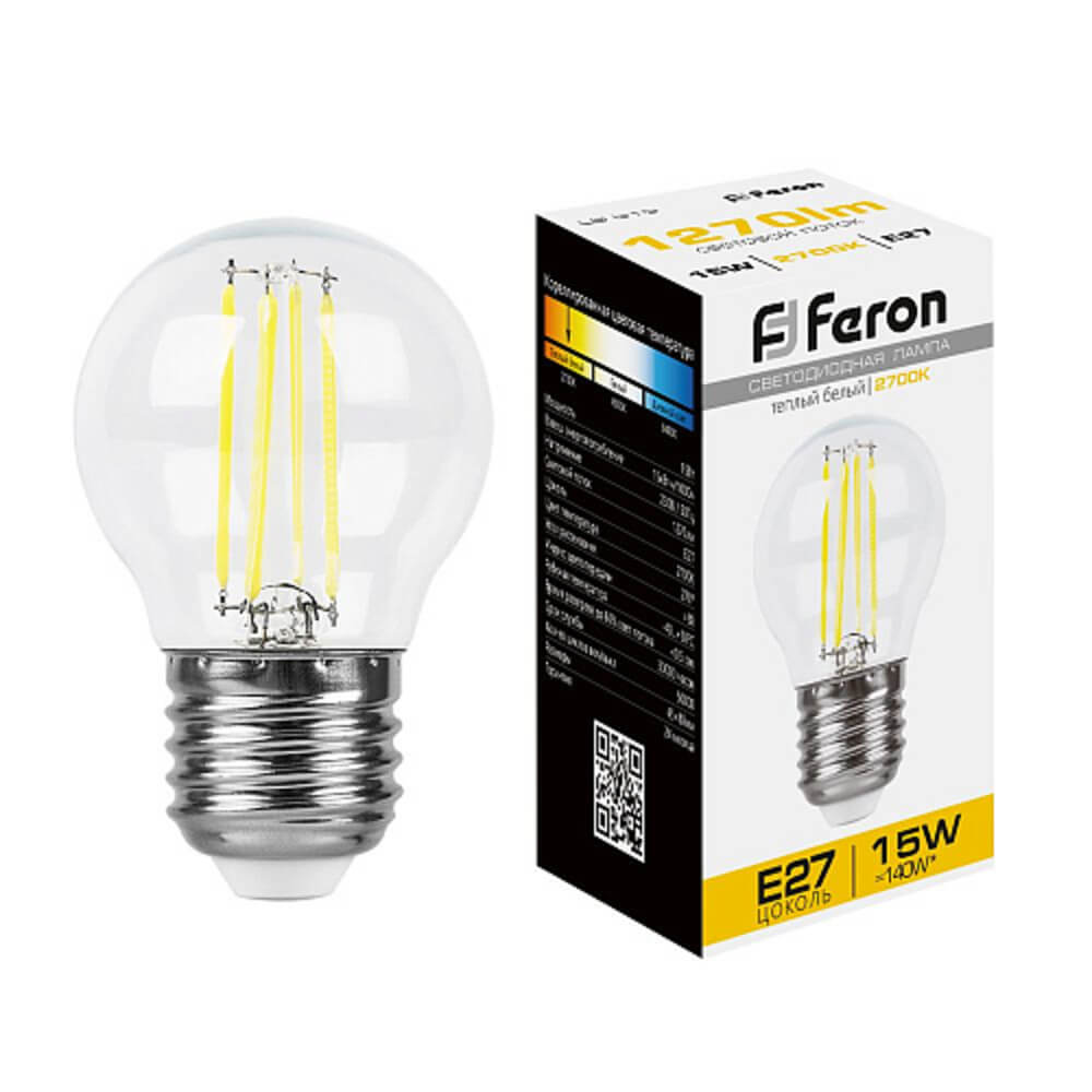 

Лампа светодиодная Feron LB-515 Шарик E27 15W 2700K 38252, 38252