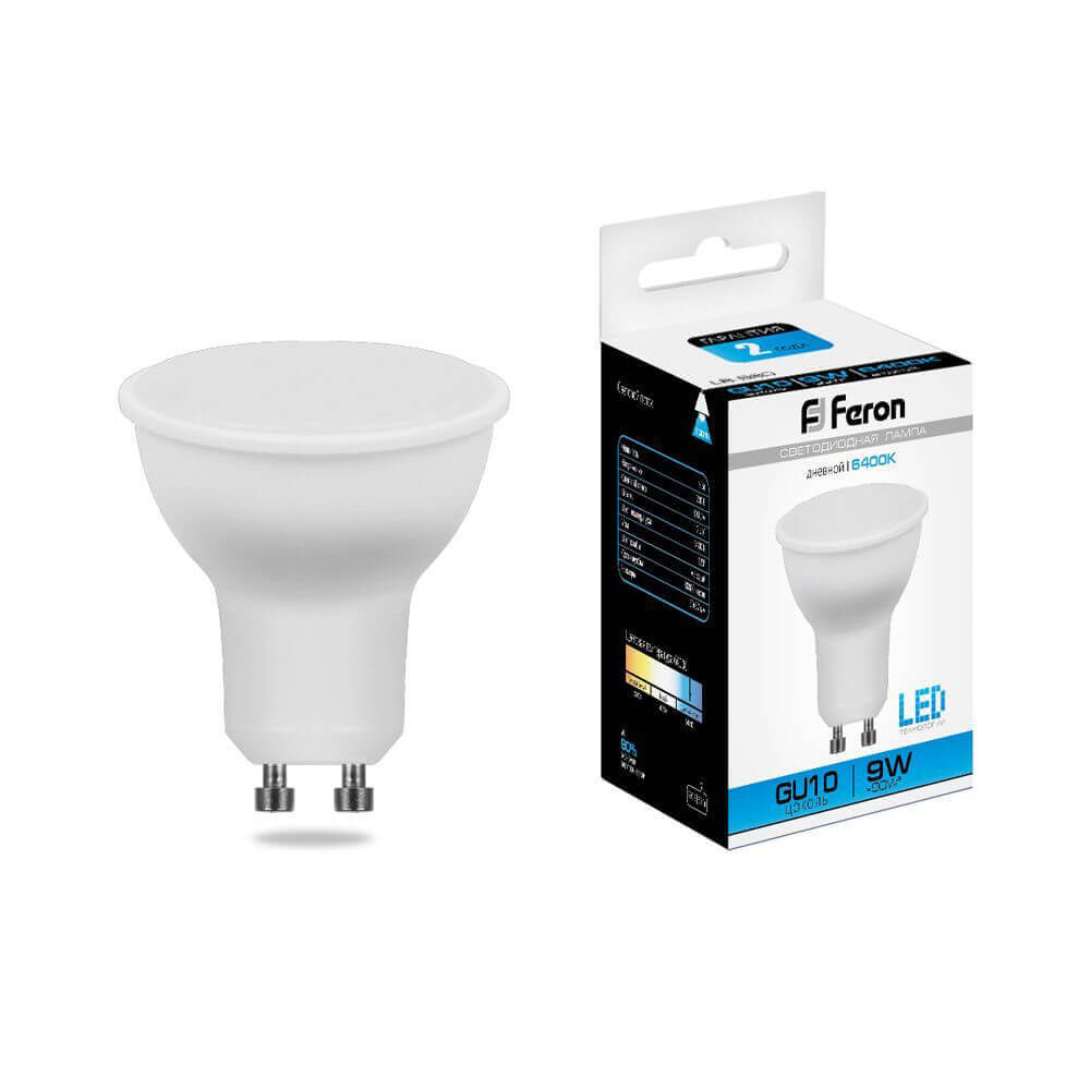 

Лампа светодиодная Feron MR16 GU10 9W 6400K Грибок матовая LB-560 25844, 25844