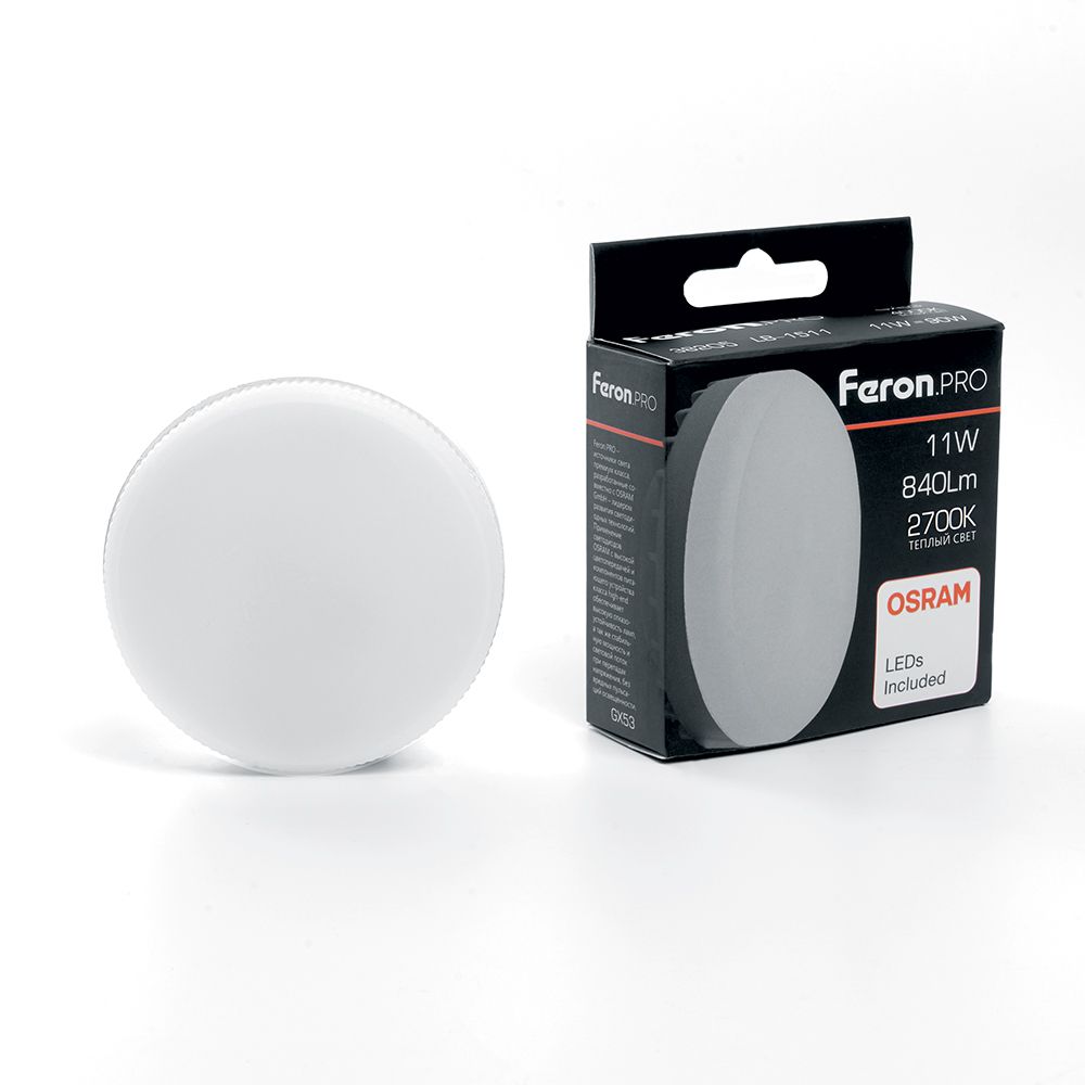 

Лампа светодиодная Feron GX53 11W 2700K матовая LB-1511 38205, Белый, 38205 LB-1511