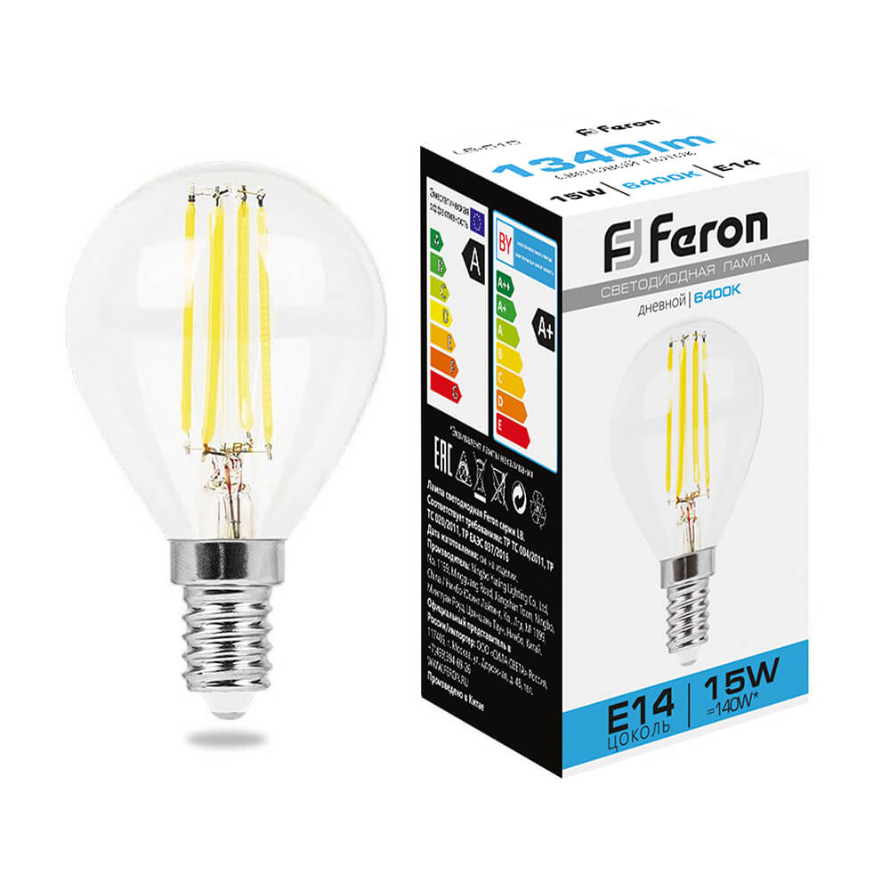 

Лампа светодиодная Feron LB-515 Шарик E14 15W 6400K 38251, 38251