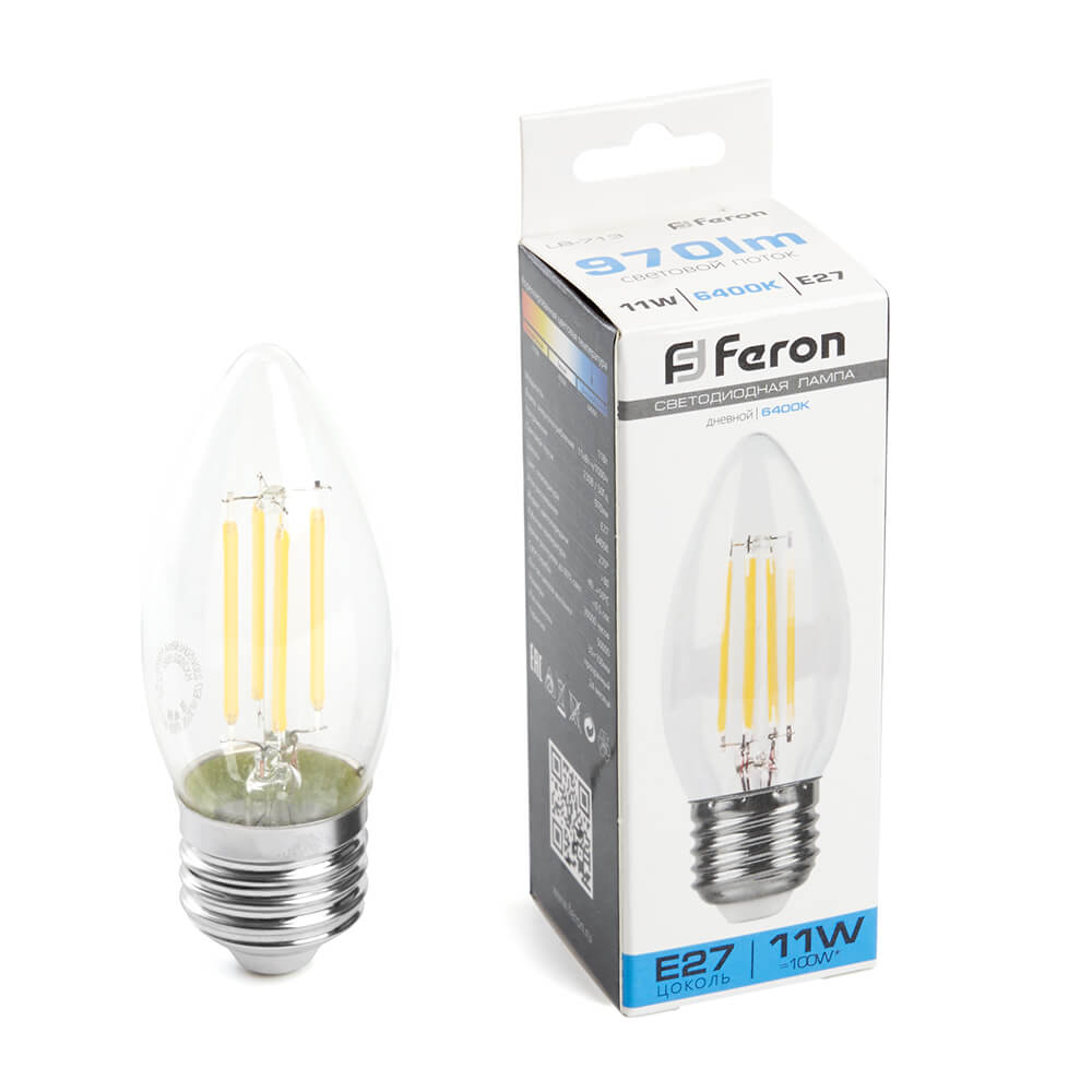 

Лампа светодиодная Feron LB-713 Свеча E27 11W 6400K 38274, 38274