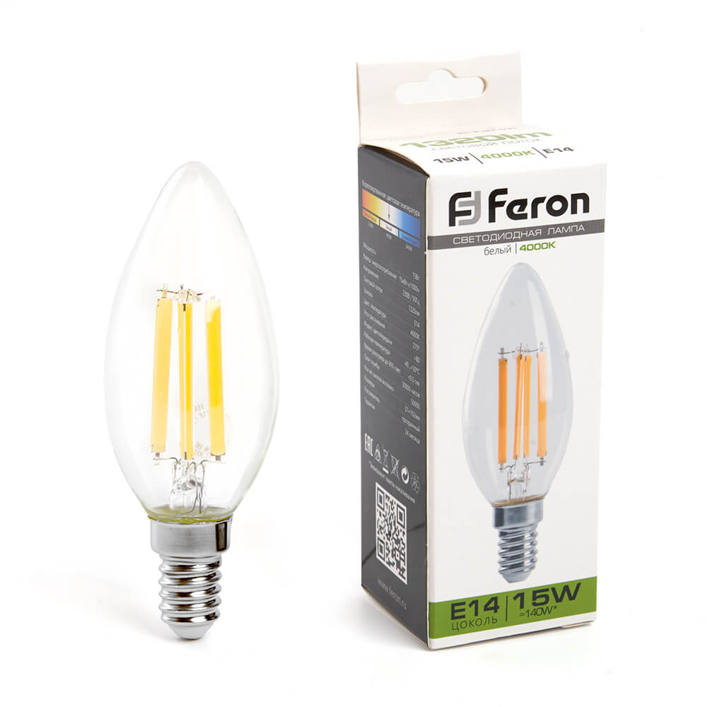 

Лампа светодиодная Feron LB-717 Свеча E14 15W 4000K 38258, 38258