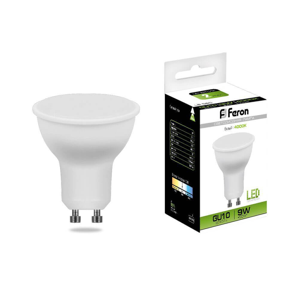 

Лампа светодиодная Feron MR16 GU10 9W 4000K Грибок матовая LB-560 25843, 25843
