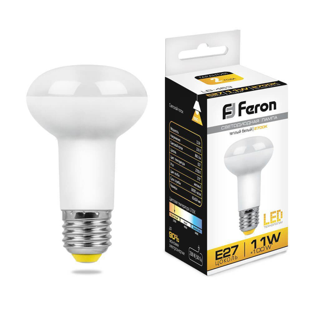 

Лампа светодиодная Feron E27 11W 2700K Груша Матовая LB-463 25510, 25510
