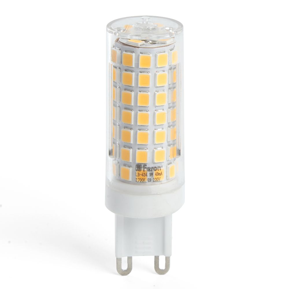 

Лампа светодиодная Feron G9 9W 6400K прозрачная LB-434 38148, Прозрачный, 38148