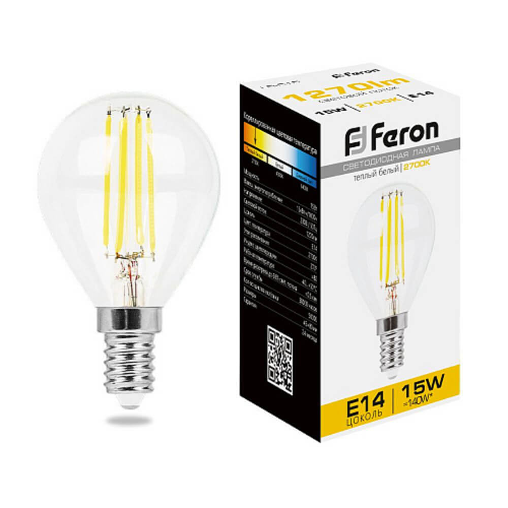 

Лампа светодиодная Feron LB-515 Шарик E14 15W 2700K 38249, 38249