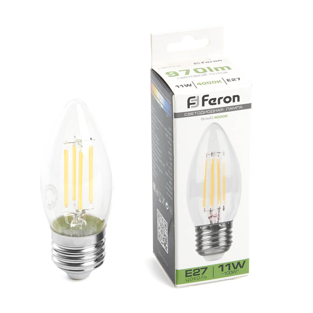 

Лампа светодиодная Feron LB-713 Свеча E27 11W 4000K 38273, 38273