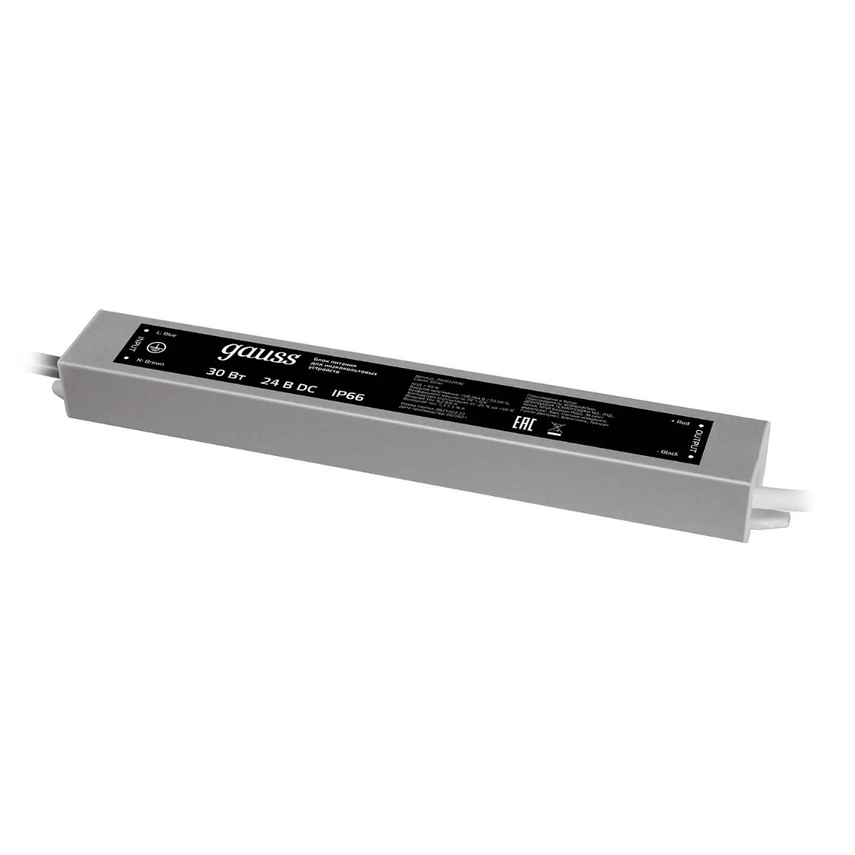 

Блок питания Gauss 30W 24V IP66 202022030, Серый, 202022030