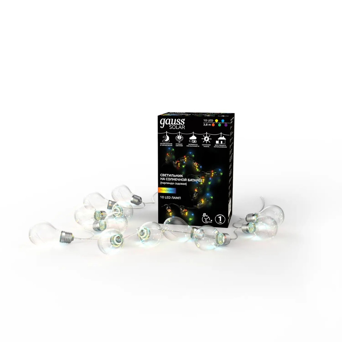 

Гирлянда на солнечных батареях Gauss Solar Шары GS035, Черный, GS035 Solar