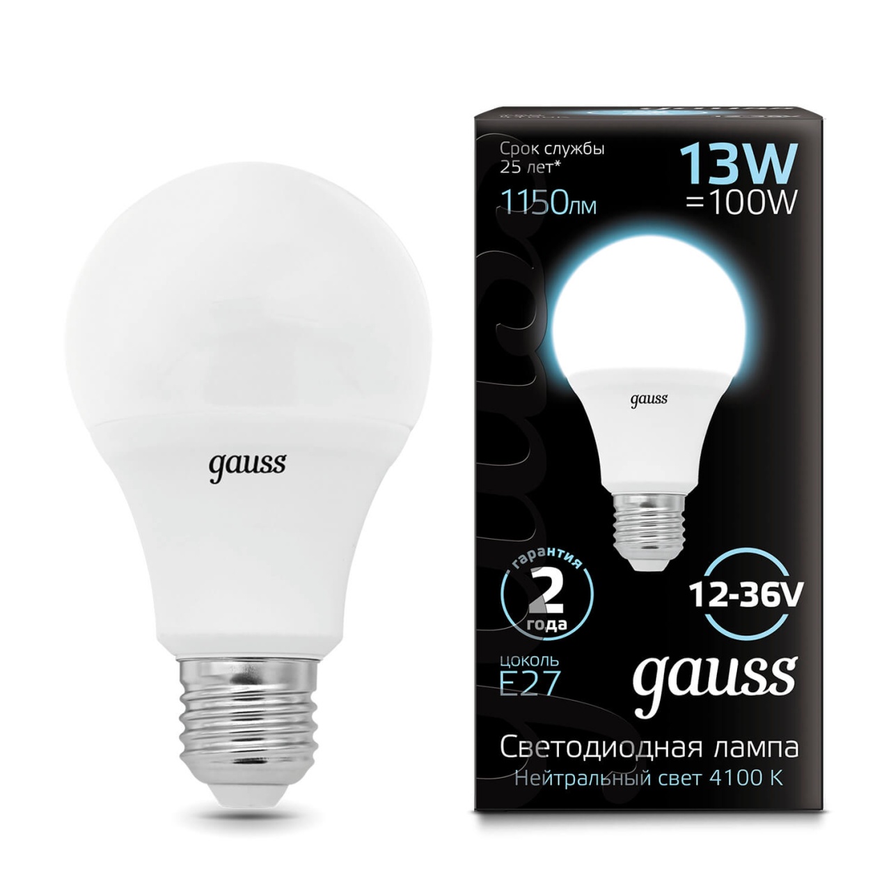 

Лампа светодиодная Gauss E27 13W 4100K матовая 202502213, Белый, 202502213