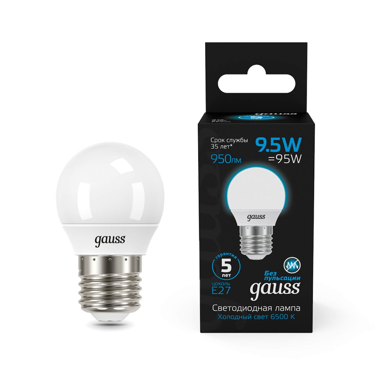 

Лампа светодиодная Gauss E27 9.5W 6500K матовая 105102310, Белый, 105102310