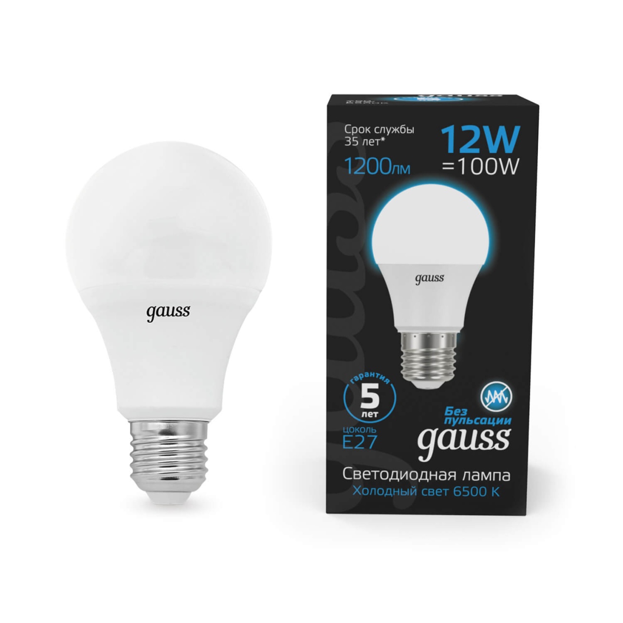 

Лампа светодиодная Gauss E27 12W 6500K матовая 102502312, Белый, 102502312