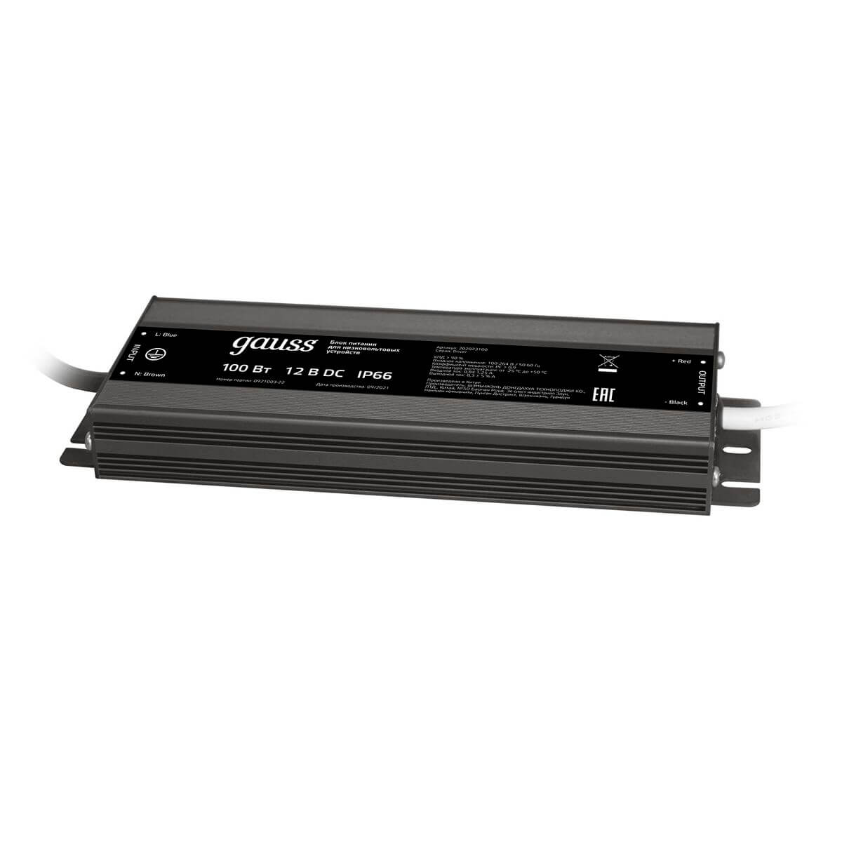 

Блок питания Gauss 12V 100W IP66 10A 202023100, Серый, 202023100