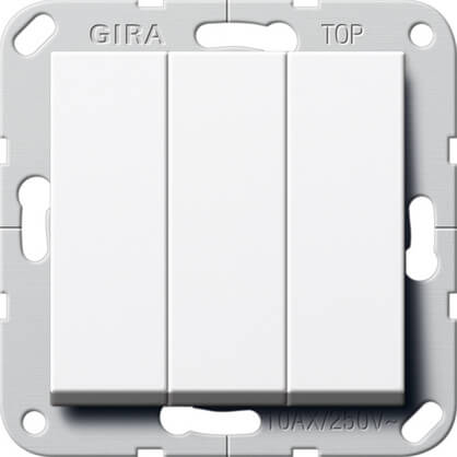 

Выключатель трехклавишный Gira System 55 10A 250V чисто-белый глянцевый 284403, 284403 System 55
