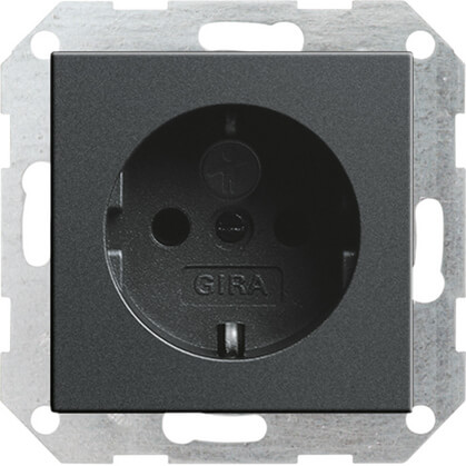 

Розетка Gira System 55 Schuko с/з со шторками 16A 250V безвинтовой зажим антрацит 045328, 045328 System 55
