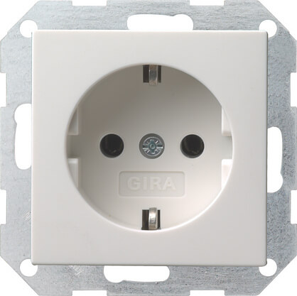 

Розетка Gira System 55 Schuko с/з 16A 250V безвинтовой зажим чисто-белый глянцевый 018803, 018803 System 55