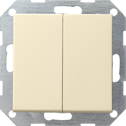 

Выключатель кнопочный двухклавишный Gira System 55 10A 250V кремовый глянцевый 012501, 012501 System 55
