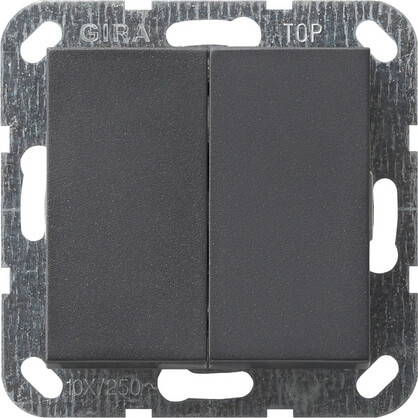 

Выключатель кнопочный двухклавишный Gira System 55 10A 250V антрацит 012528, 012528 System 55
