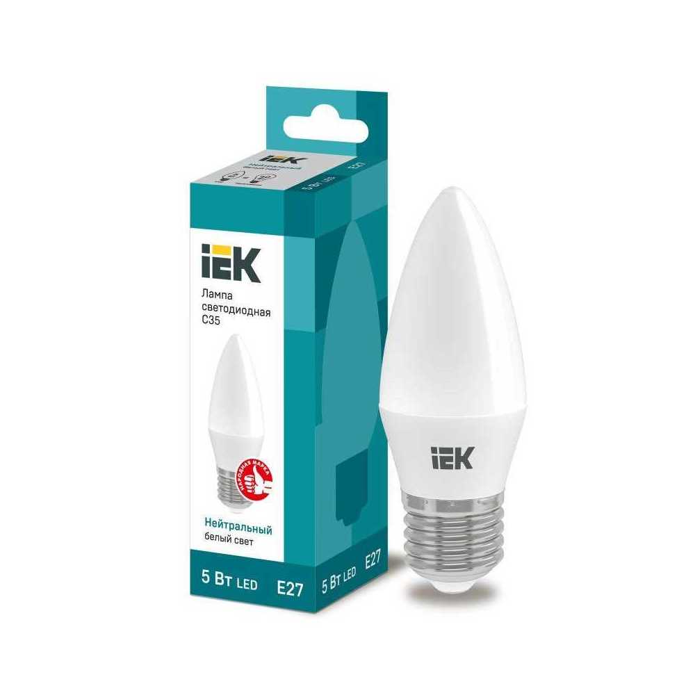 

Лампа светодиодная IEK E27 5W 4000K матовая LLE-C35-5-230-40-E27, Матовый, LLE-C35-5-230-40-E27 Lighting Eco LLE-C35