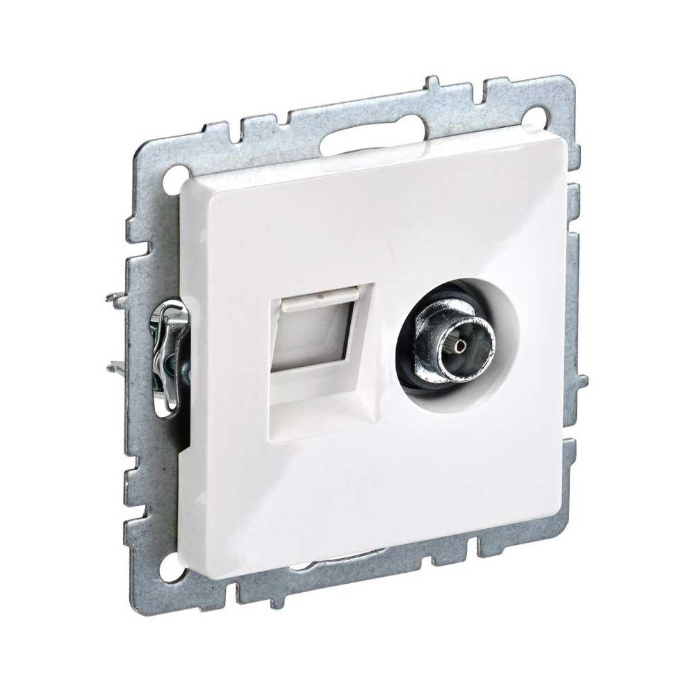 

Розетка компьютерная RJ45/ телевизионная TV IEK Brite белая BR-AK20-1-K01, Белый, BR-AK20-1-K01 Brite белая