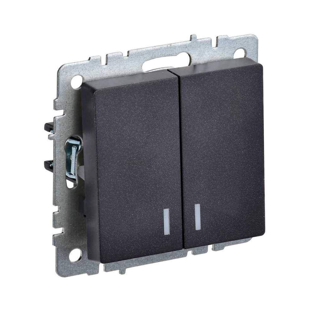 

Выключатель двухклавишный IEK Brite черный BR-V20-1-10-K02, BR-V20-1-10-K02 Brite черный