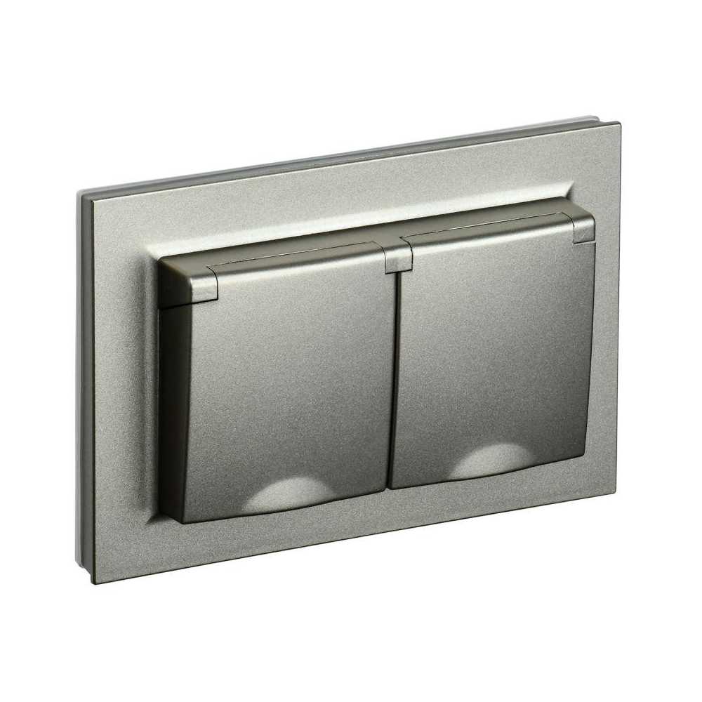 

Розетка двойная 2P IEK Brite с крышкой шампань BR-R26-16-44-K37-F, BR-R26-16-44-K37-F Brite шампань
