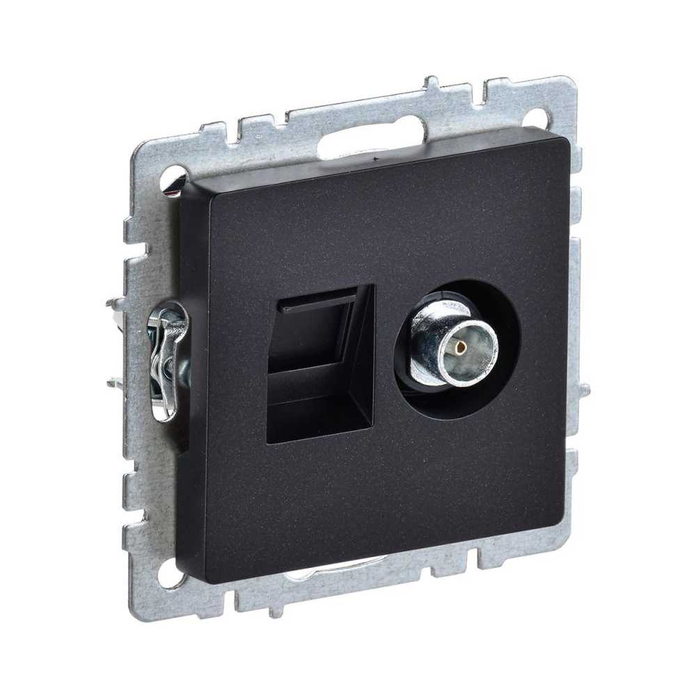 

Розетка компьютерная RJ45/ телевизионная TV IEK Brite черная BR-AK20-1-K02, Черный, BR-AK20-1-K02 Brite черная