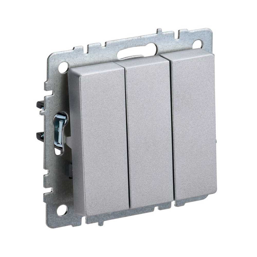 

Выключатель трехклавишный IEK Brite алюминий BR-V30-0-10-K47, BR-V30-0-10-K47 Brite алюминий