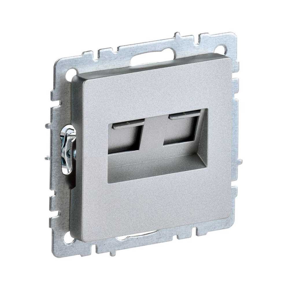 

Розетка компьютерная 2хRJ45 IEK Brite кат.5E алюминий BR-K20-1-K47, BR-K20-1-K47 Brite алюминий