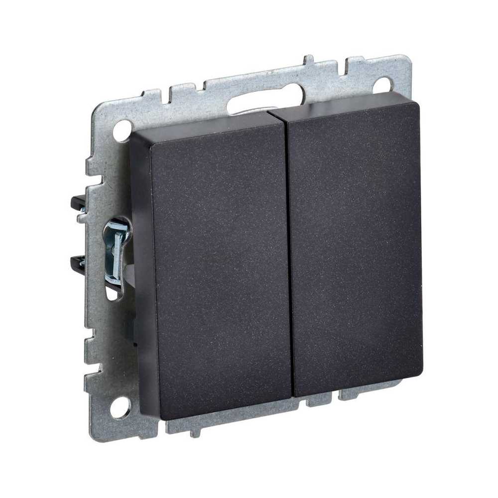 

Выключатель двухклавишный проходной IEK Brite черный BR-V22-0-10-K02, BR-V22-0-10-K02 Brite черный
