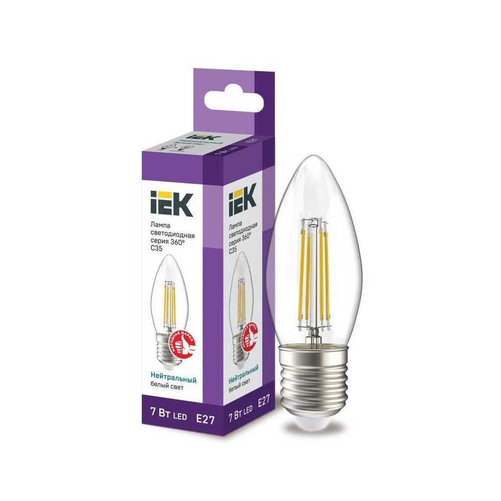 

Лампа светодиодная филаментная IEK E27 7W 4000K прозрачная LLF-C35-7-230-40-E27-CL, Прозрачный, LLF-C35-7-230-40-E27-CL Lighting LLF-C35