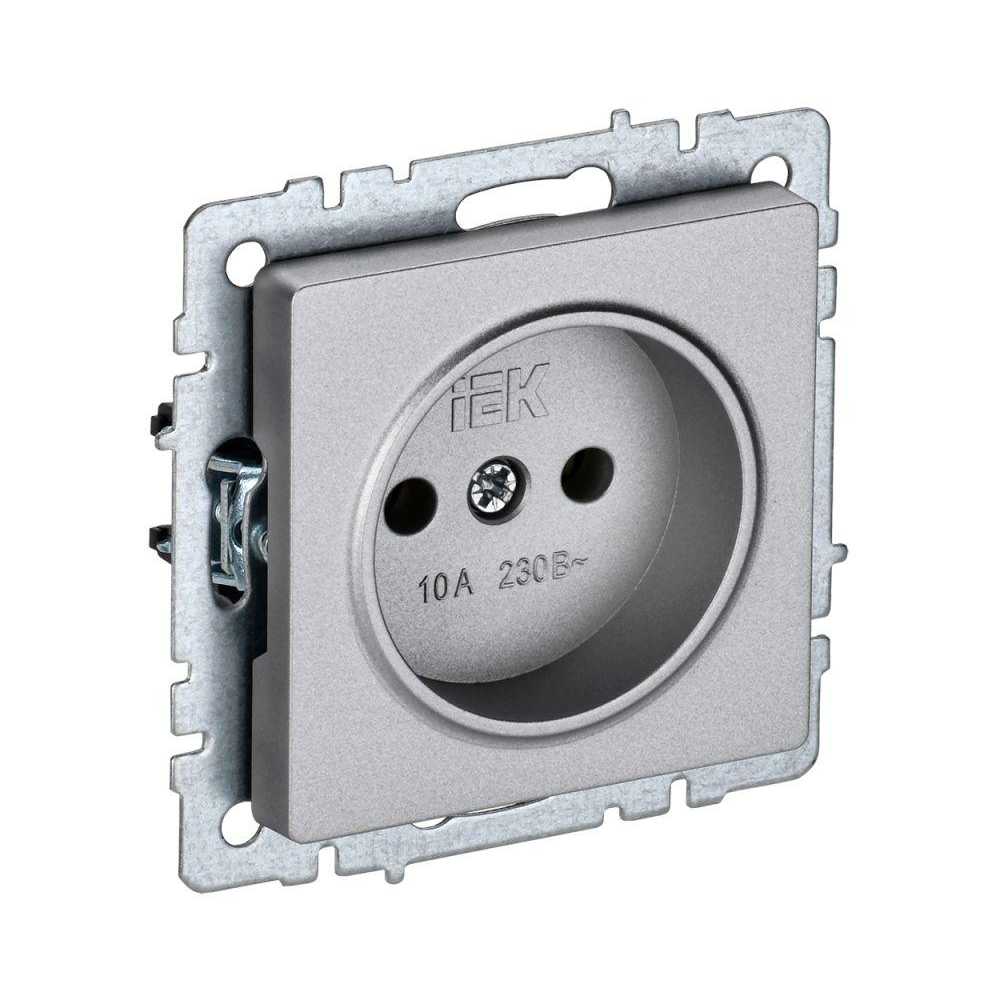 

Розетка 2P IEK Brite алюминий BR-R10-10-K47, BR-R10-10-K47 Brite алюминий