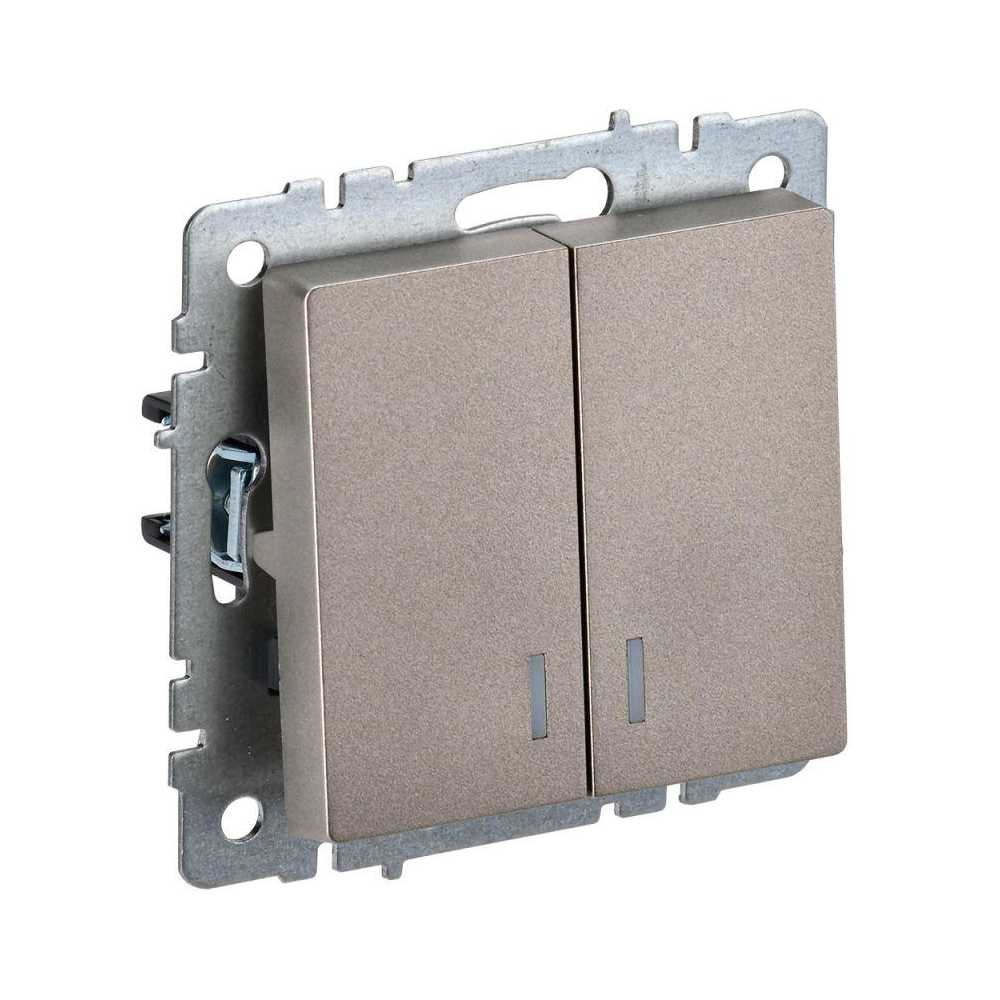 

Выключатель двухклавишный IEK Brite шампань BR-V20-1-10-K37, BR-V20-1-10-K37 Brite шампань