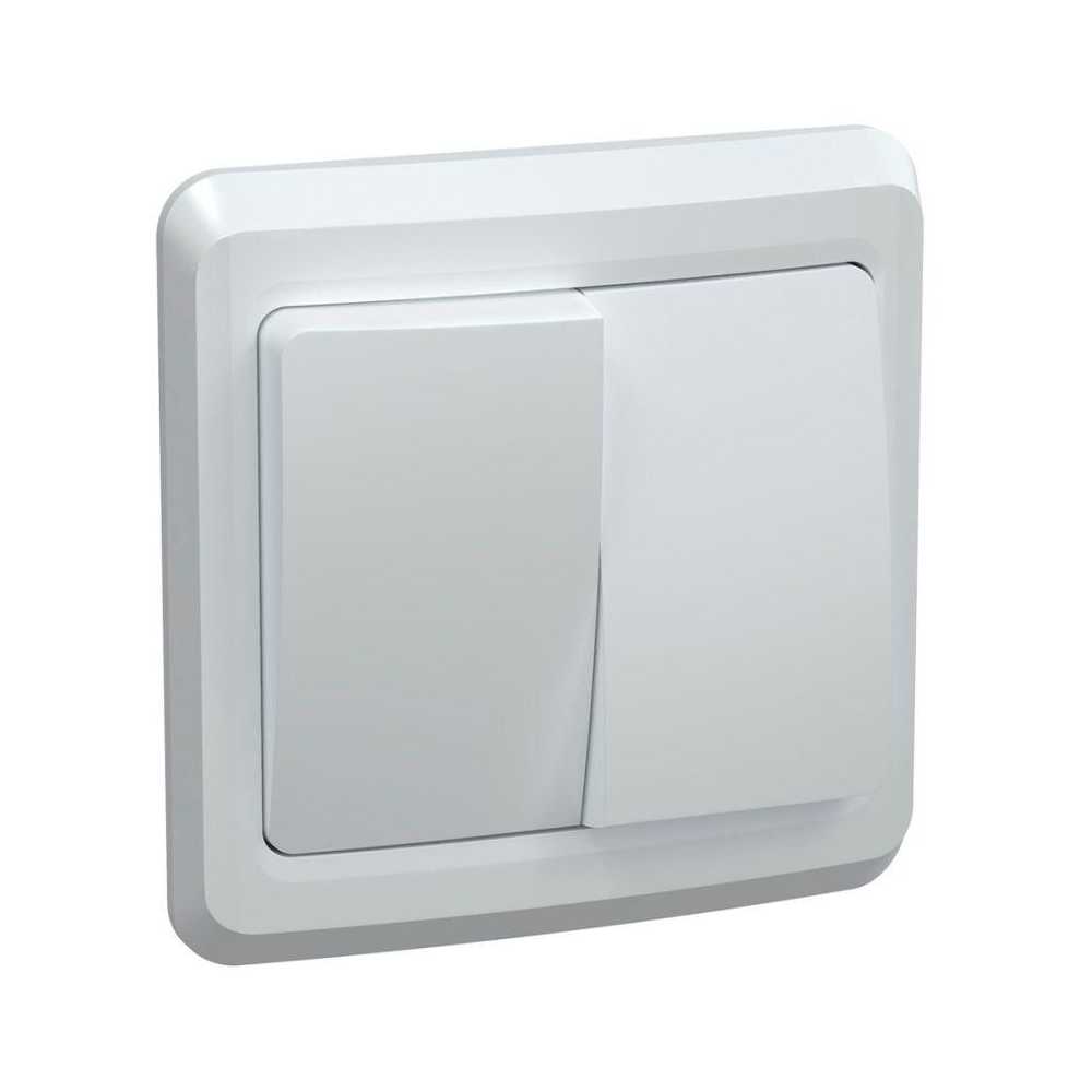 

Выключатель двухклавишный IEK Vega белый EVV20-K01-10-DM, EVV20-K01-10-DM Vega белый