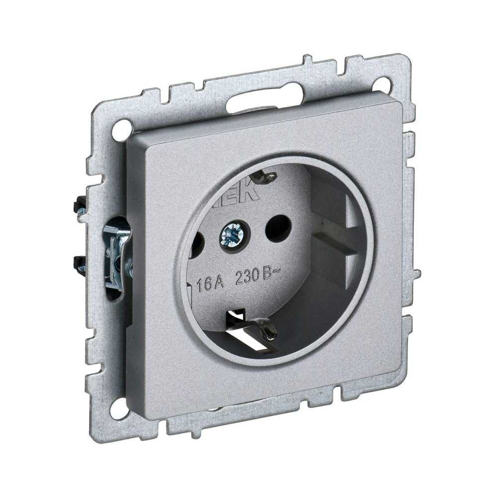 

Розетка 2P+PE IEK Brite алюминий BR-R11-16-K47, BR-R11-16-K47 Brite алюминий
