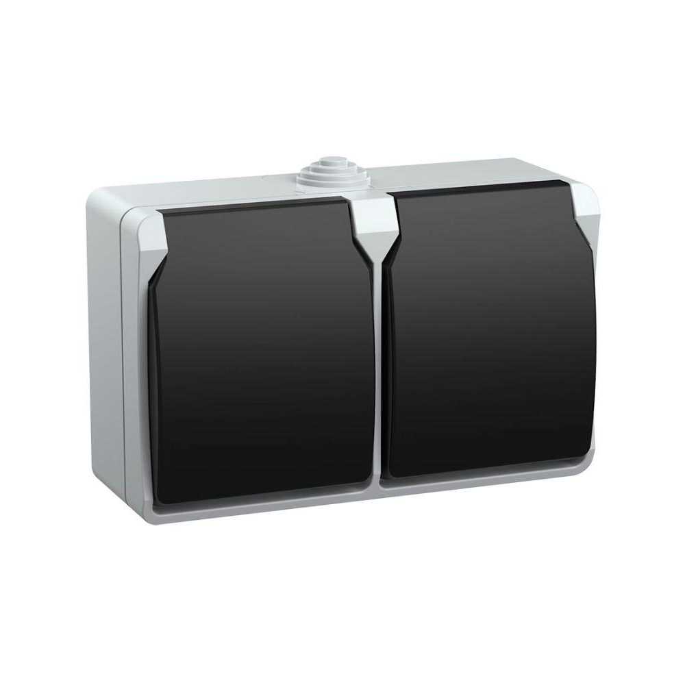 

Розетка двойная 2P+PE IEK Fors с крышкой серая ERS22-K03-16-54-DC, Серый, ERS22-K03-16-54-DC Fors серая