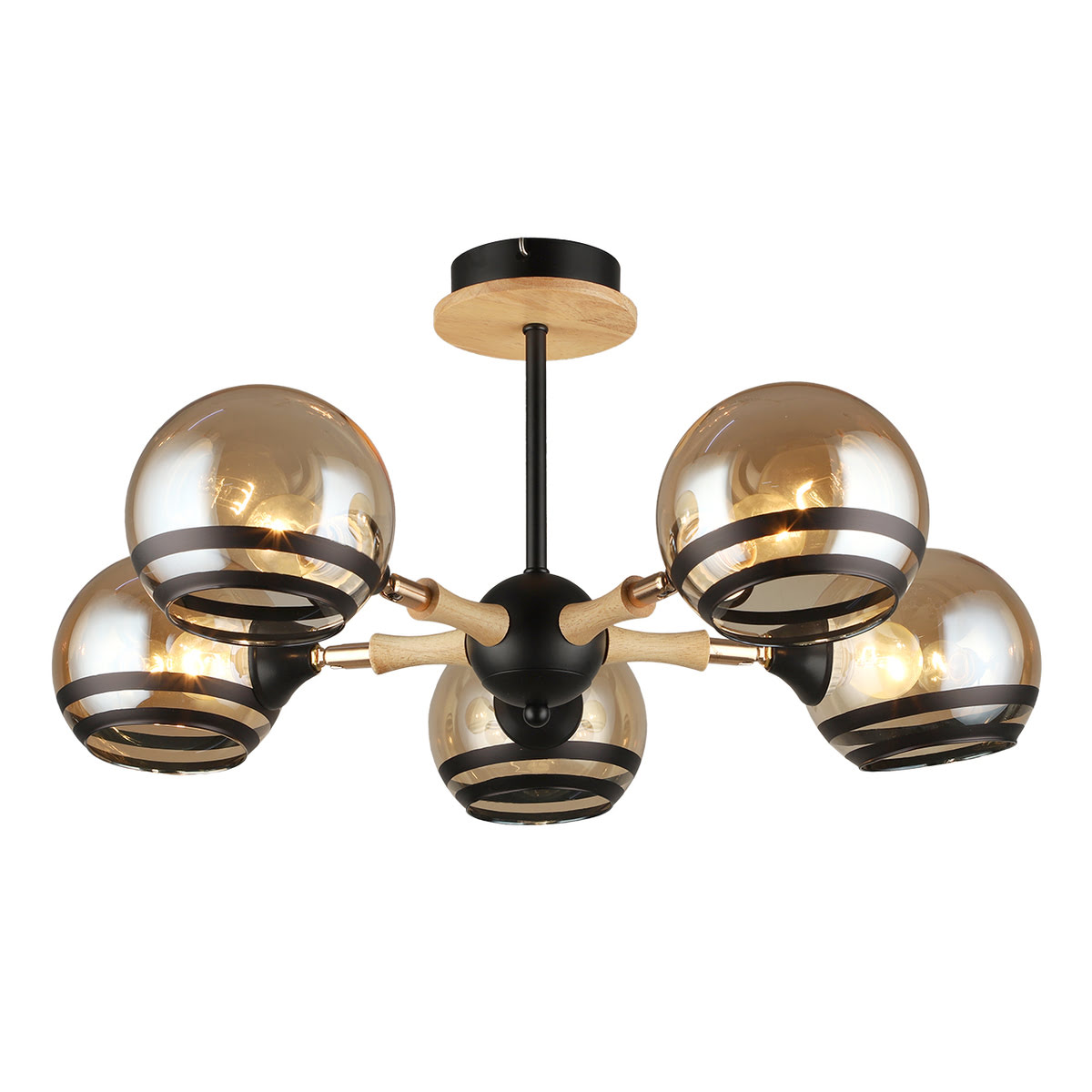 

Потолочная люстра IMEX MD.4896-5-S BK+WOOD, Черный, MD.4896-5-S BK+WOOD MD.4896