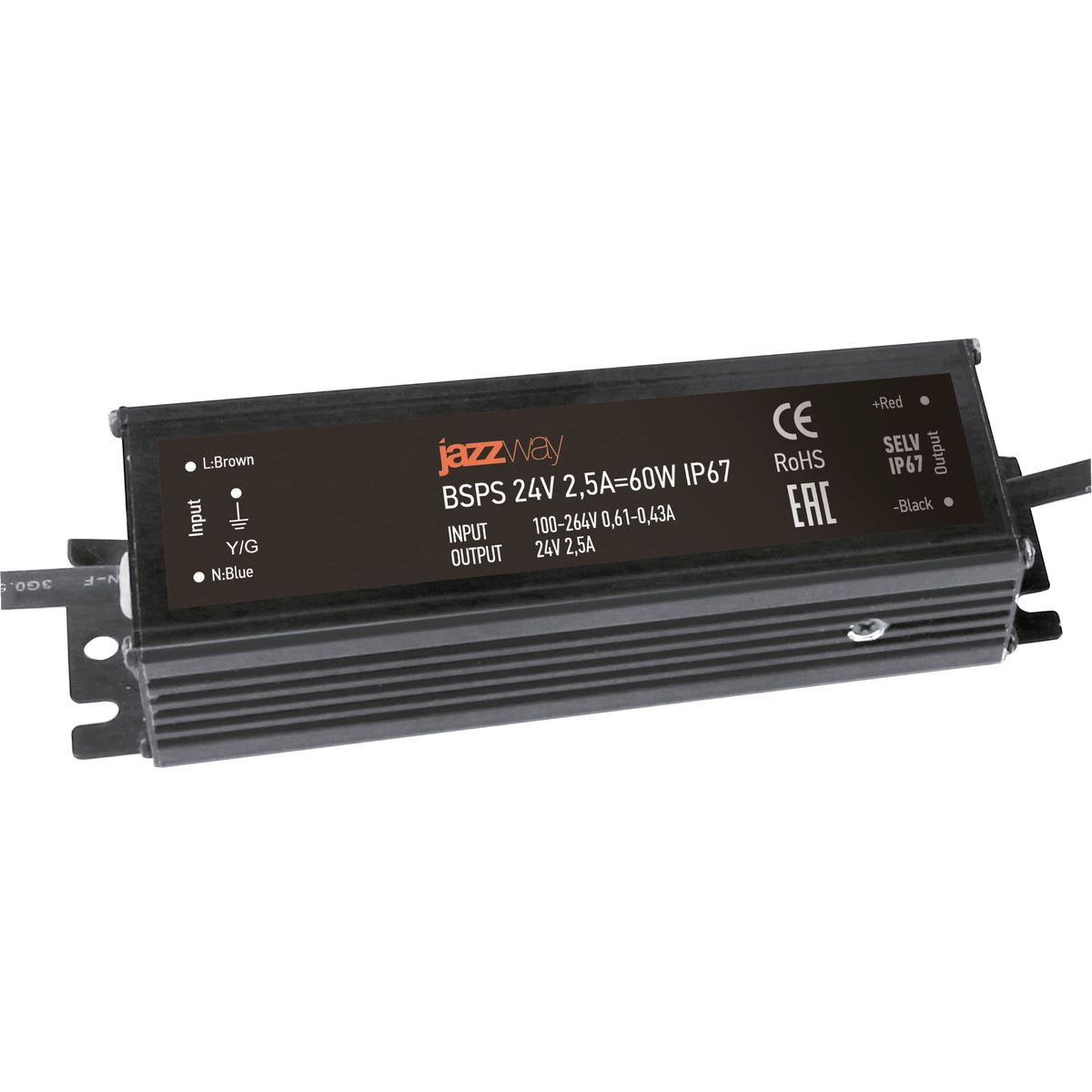 

Блок питания Jazzway BSPS 24V 60W IP67 2,5A 5015524, Черный, 5015524 BSPS