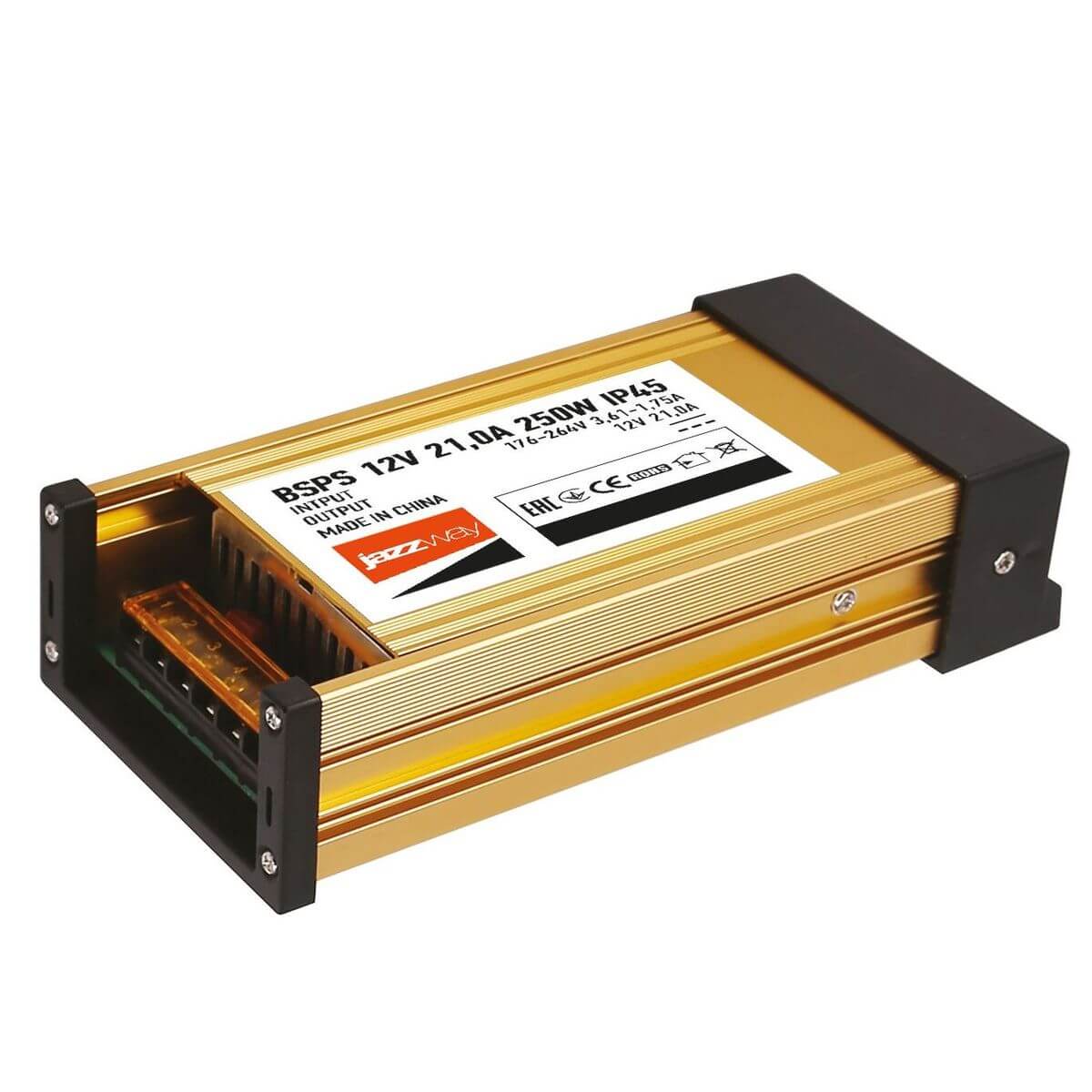 

Блок питания Jazzway BSPS 12V 250W IP45 21A 1001245, Золотой, 1001245 BSPS