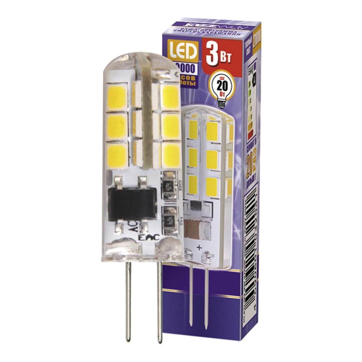 

Лампа светодиодная Jazzway G4 3W 2700K прозрачная 1032041, Прозрачный, 1032041 PLED-G4