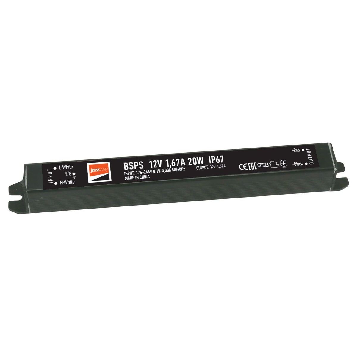 

Блок питания Jazzway BSPS 12V 20W IP67 1,67A 3329242A, Черный, 3329242A BSPS