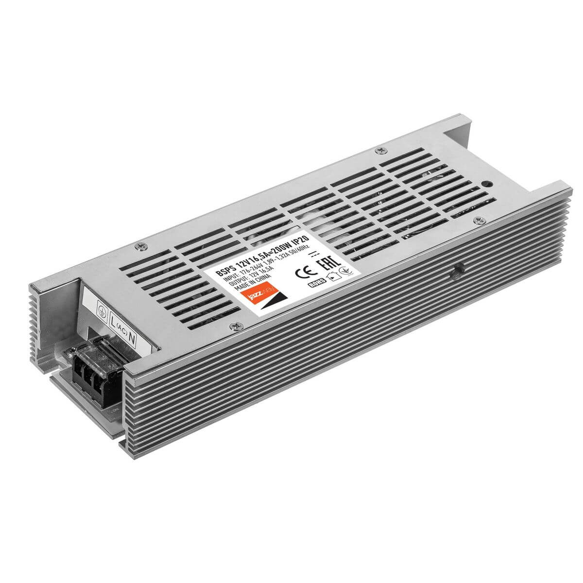 

Блок питания Jazzway BSPS 12V 200W IP20 16,5A 2859433A, Серый, 2859433A BSPS