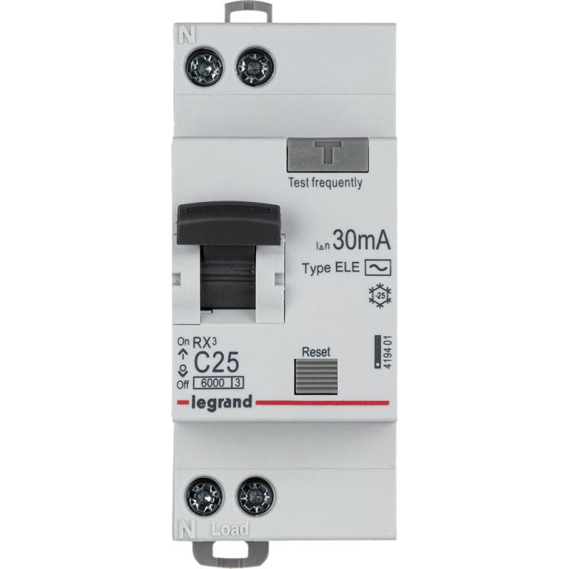 

Выключатель автоматический дифференциального тока Legrand RX3 1П+Н 25А 6кА AC 419401, Белый, 419401 RX3