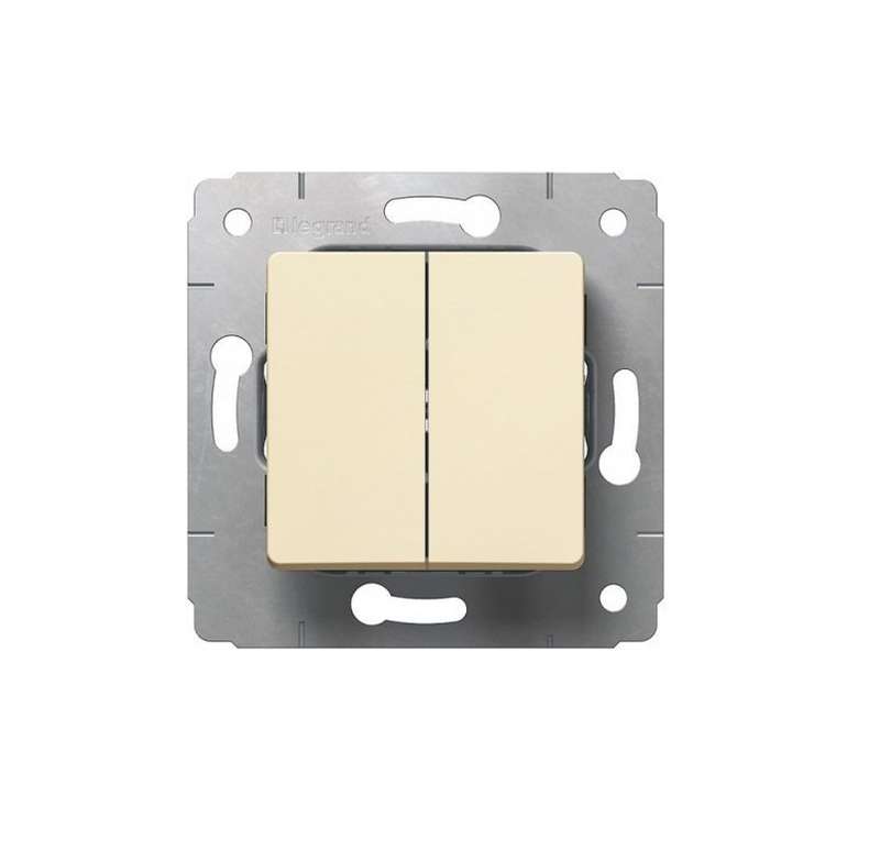 

Выключатель двухклавишный Legrand Cariva 10A 250V слоновая кость 773758, 773758 Cariva