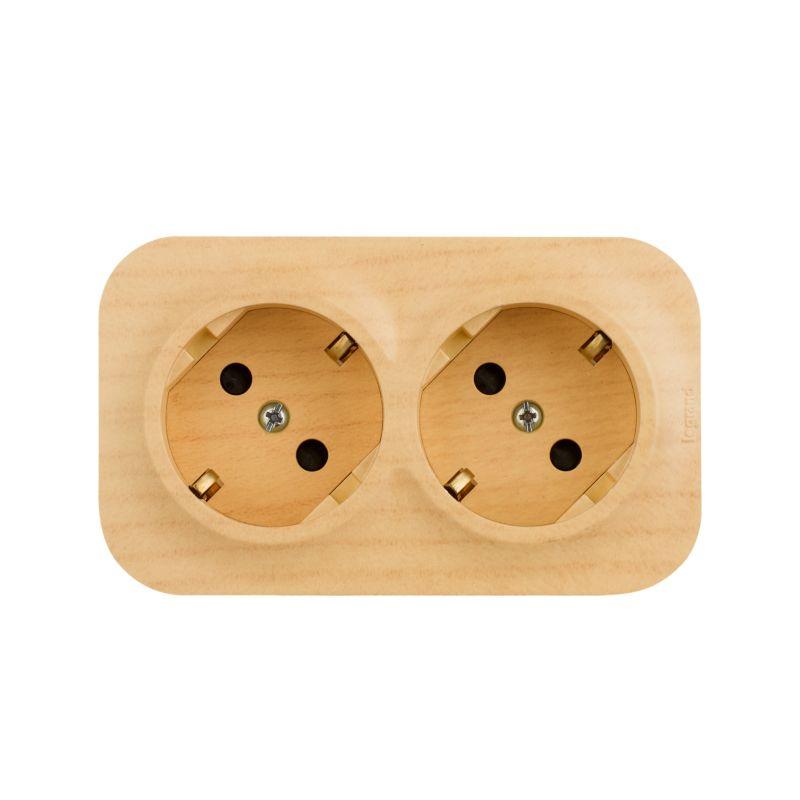 

Розетка 2х2К+З Legrand Quteo 16A 250V со шторками дерево 782287, 782287 Quteo