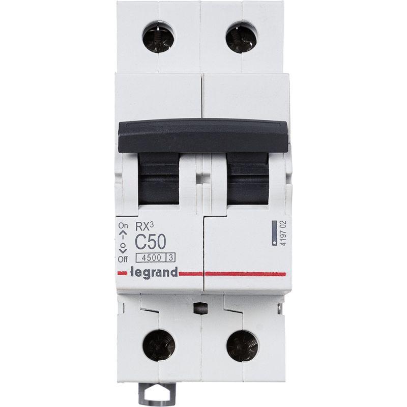 

Выключатель автоматический модульный Legrand RX3 2П 50А 4,5кА AC 419702, Белый, 419702 RX3