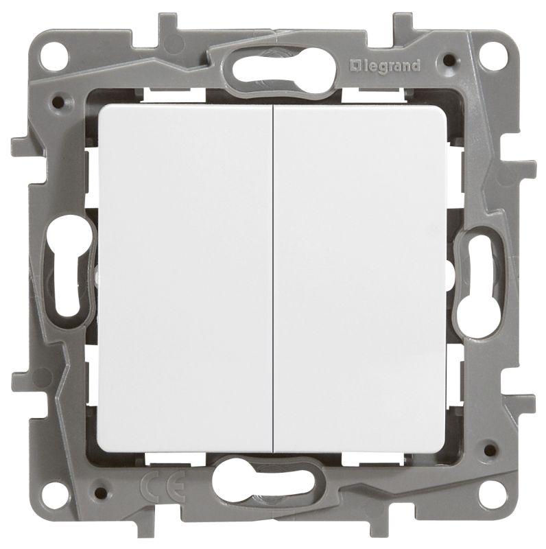 

Переключатель двухклавишный Legrand Etika 10A 250V белый 672212, 672212 Etika