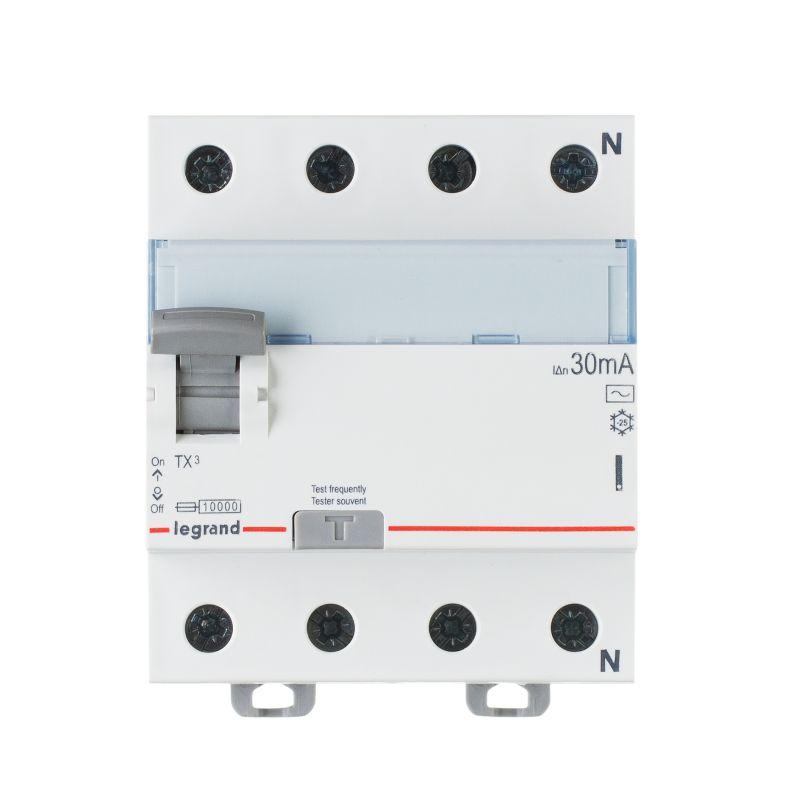 

Выключатель дифференциального тока Legrand TX3 4П 25А 30мА AC 403008, Белый, 403008 TX3